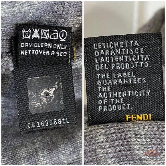 Authentic Fendi Bi-Colored Wool Gray/Light Gray Zucca Monogram PomPon Beanie Hat - Picture 7 of 12